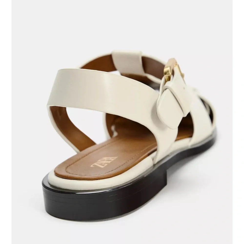 ZARA FLAT FISHERMAN SANDALS NWT 7.5 (38) - Picture 5 of 13